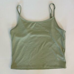 american eagle ripped crop tank sage green